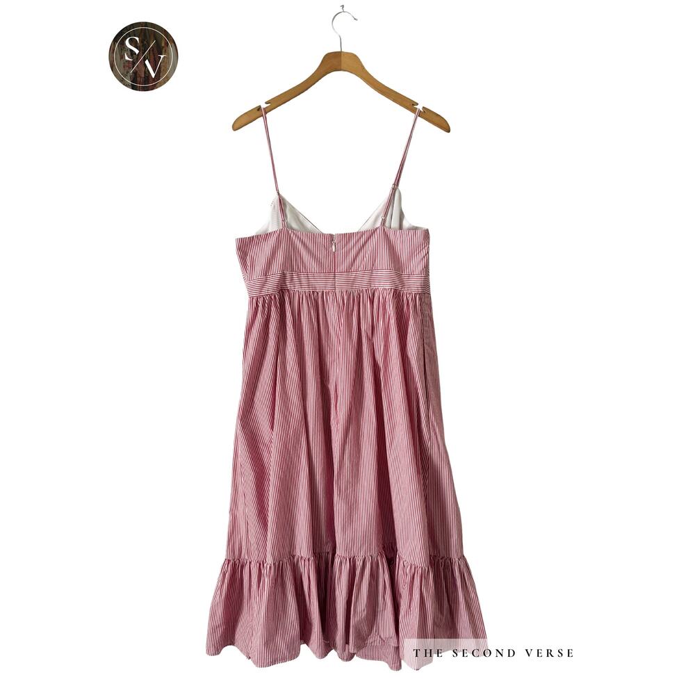 J. Crew Spaghetti Strap Stripe Red White Dress Size 10 - Picture 2 of 11